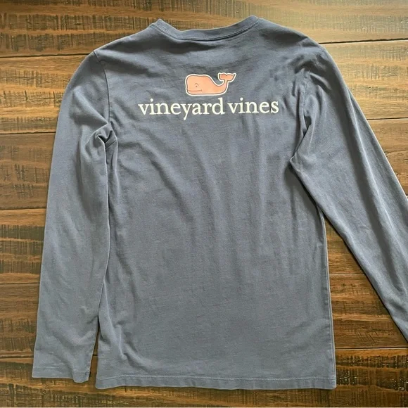 Vineyard Vines Navy Blue Long Sleeve Tee Size Medium 12-14 - Picture 5 of 8
